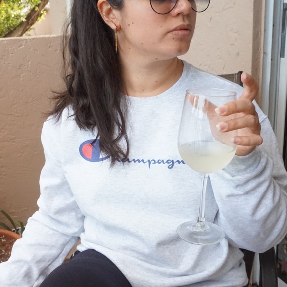 Champagne lover gray marled sweatshirt - Picture 5 of 7